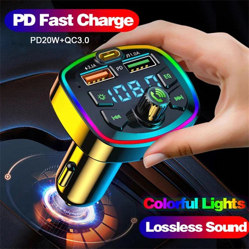 Car Bluetooth 5.0 FM Transmitter Wireless Adapter Mic Audio Receiver