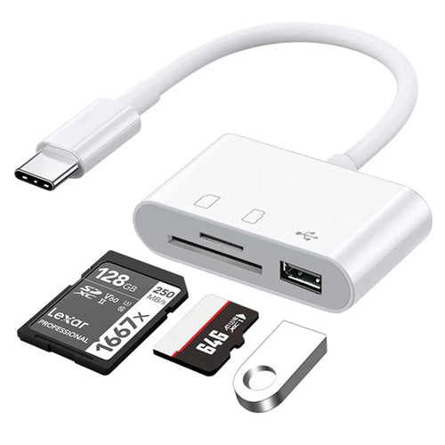 3 in 1 USB Converter Multi Port HUB Adapter TF CF SD Memory Card