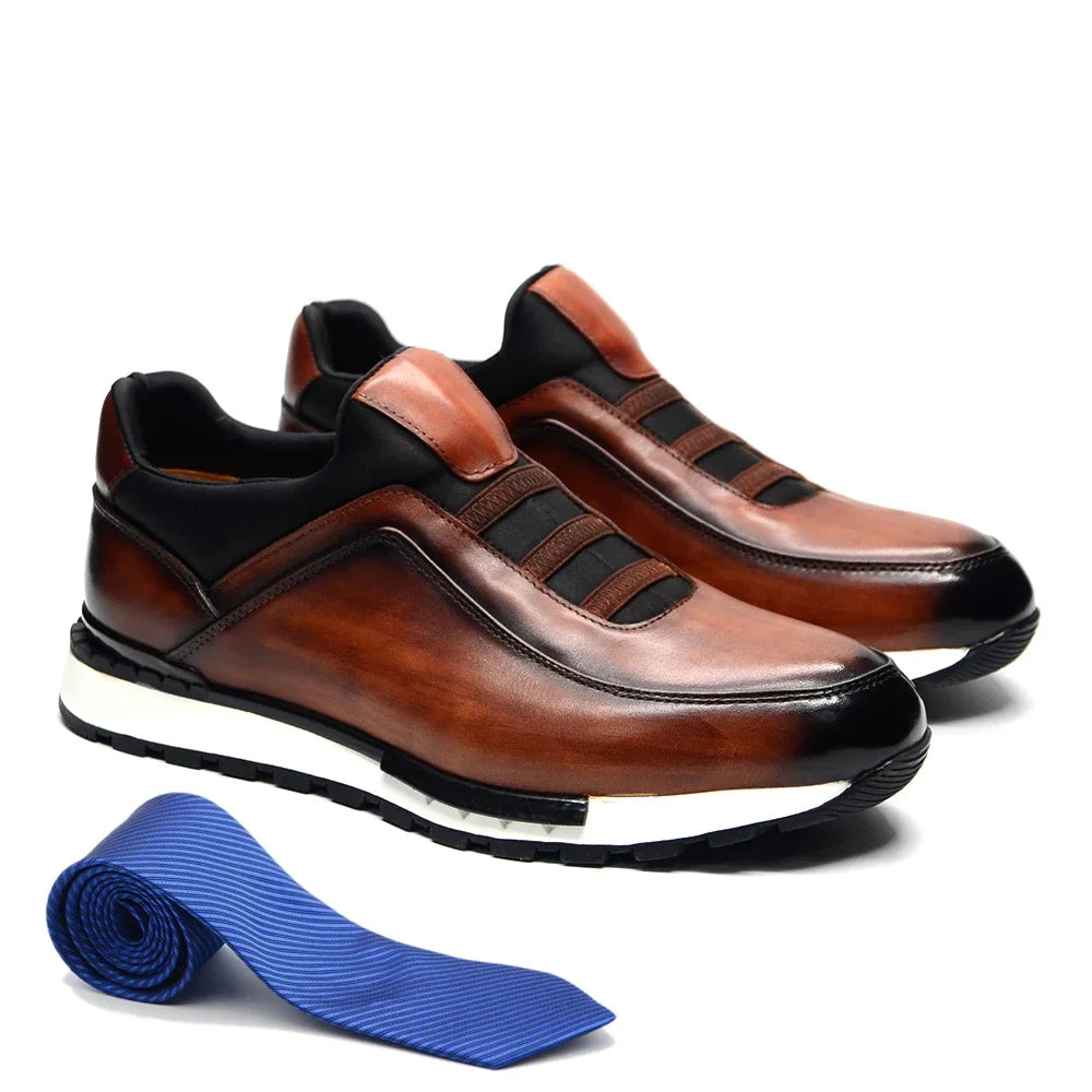 Classic Brand Design Man Casual Sneakers Genuine Cow Leather Handmade