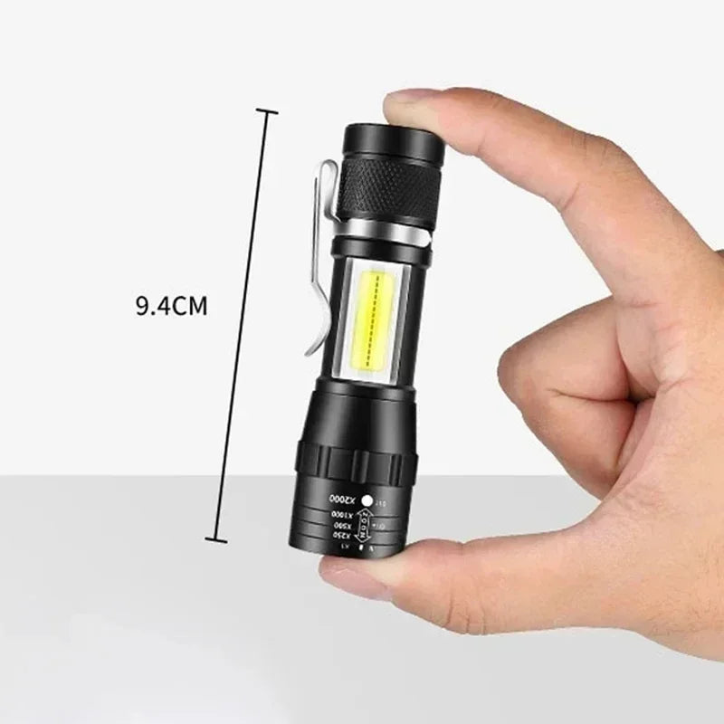 Portable Rechargeable LED Flashlight with Pen Clip Zoomable Waterproof