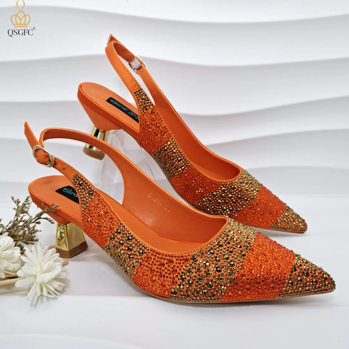 QSGFC Nigerian Women Heel Party Ladies Italian Design Green Shoes And