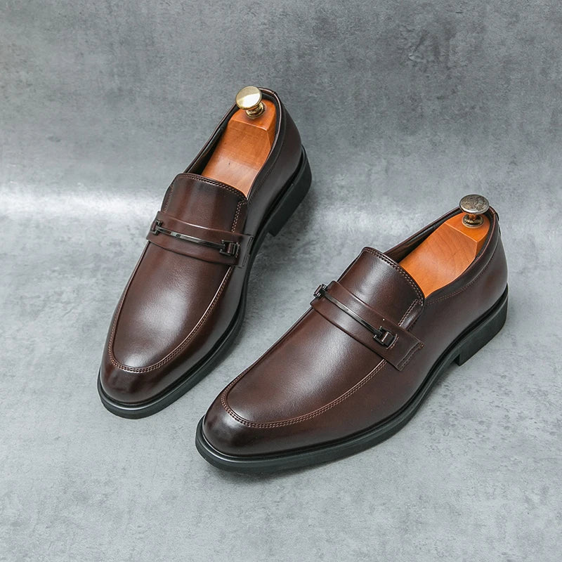 Men's Formal Leather Shoes Classic Style Slip On Loafers Round Toe