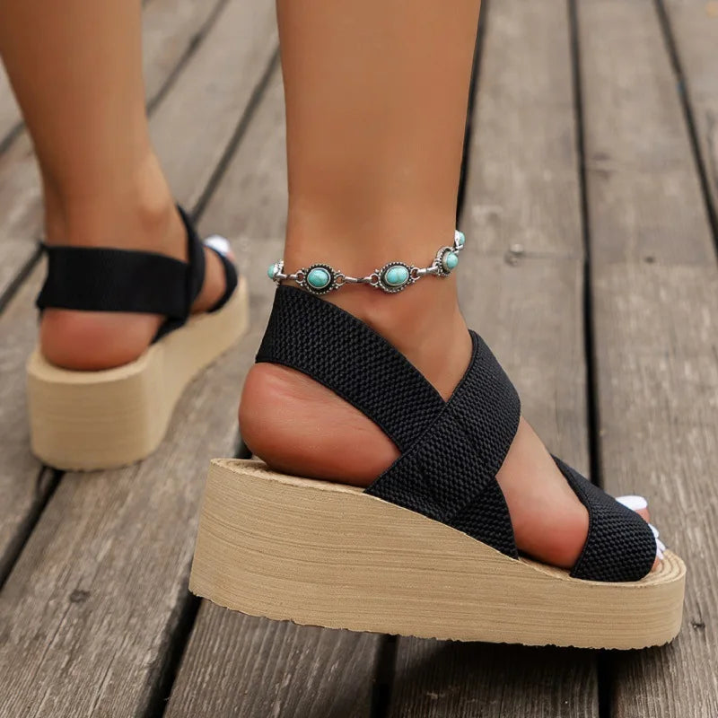 Women's Light Weight Wedge Sandals Open Toe Platform Thick Soled