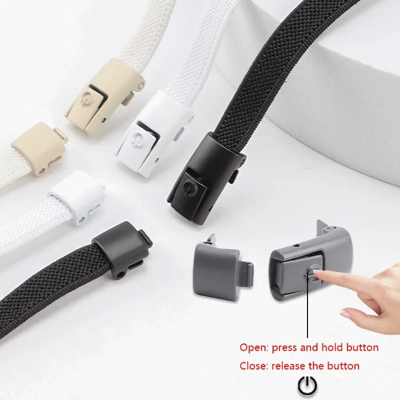 2024 No Tie Shoe Laces Press Lock Shoelaces Without Ties Elastic Laces