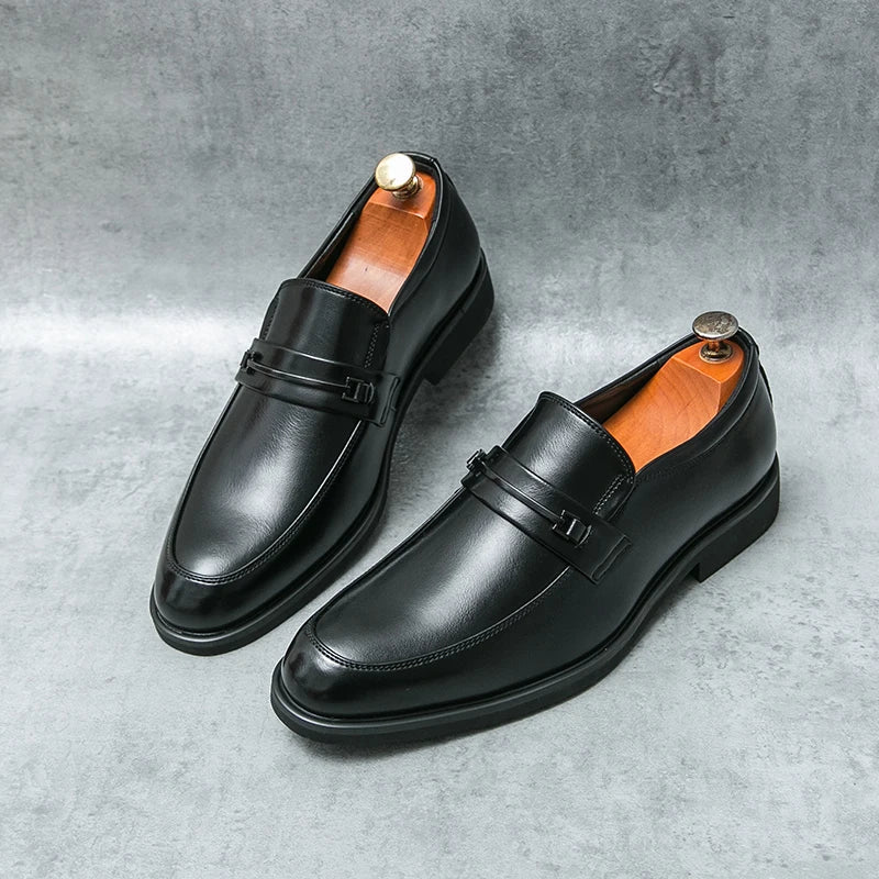 Men's Formal Leather Shoes Classic Style Slip On Loafers Round Toe