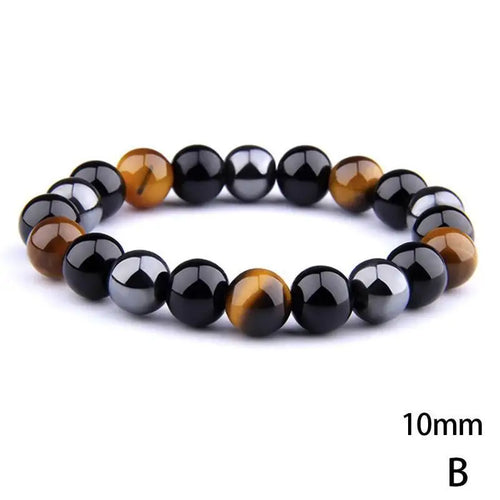 Natural Black Obsidian Hematite Tiger Eye Beads Bracelets Men for