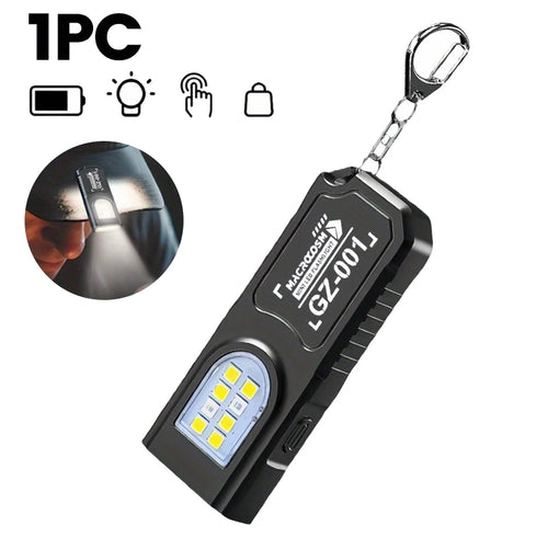 Powerful Mini COB LED Keychain Flashlight USB C Rechargeable Hanging
