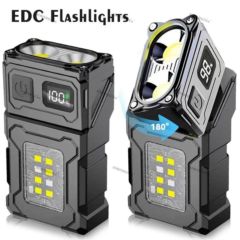 MINI USB Rechargeable LED Flashlight Portable Tail Magnet Work Light