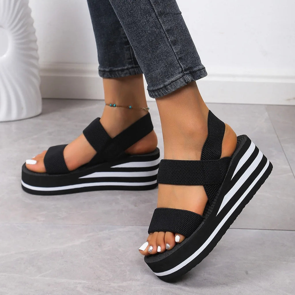 Women's Light Weight Wedge Sandals Open Toe Platform Thick Soled