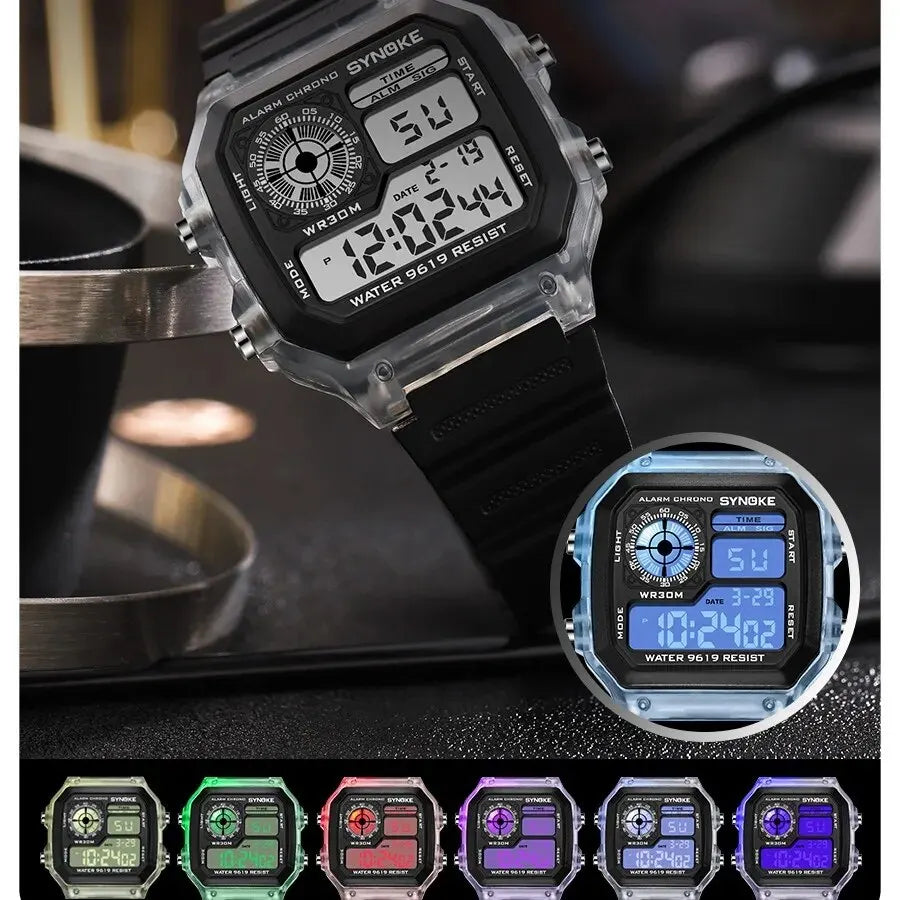 SYNOKE Digital Watches Men Sports Luminous Multifunction Waterproof