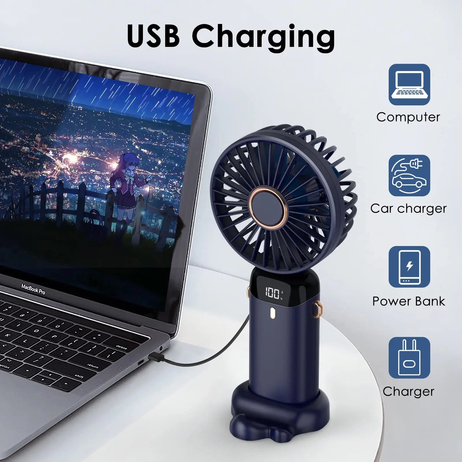 Electric Fan Portable Air Conditioner Mini Cooler Rechargeable Neck