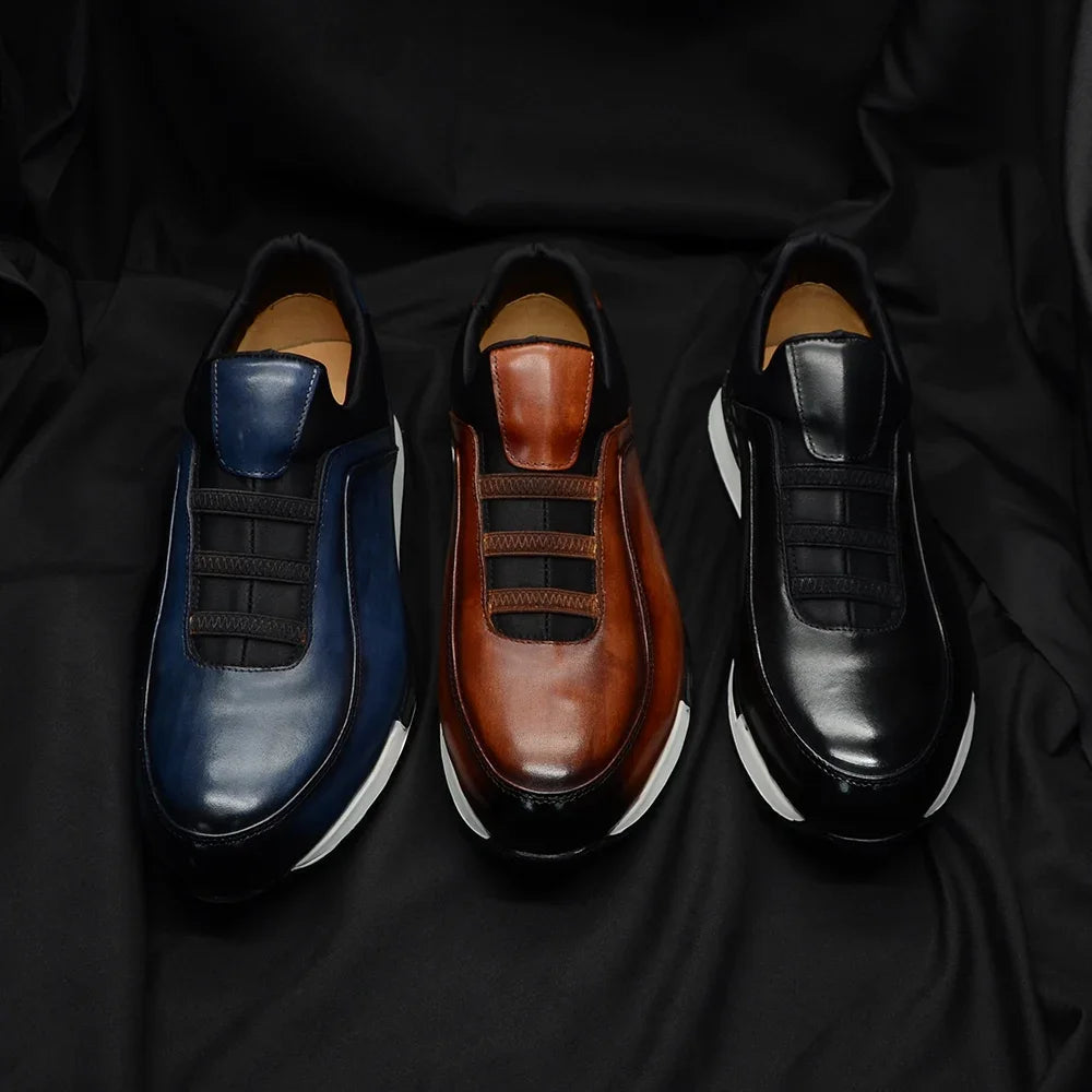 Classic Brand Design Man Casual Sneakers Genuine Cow Leather Handmade