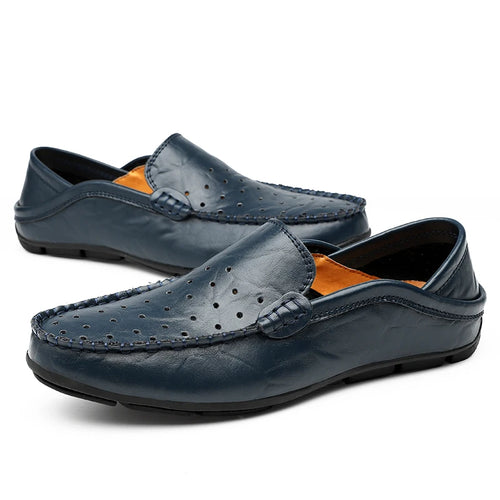 Men Leather Shoes Casual Hollow Mens Loafers Moccasins Designer Slip