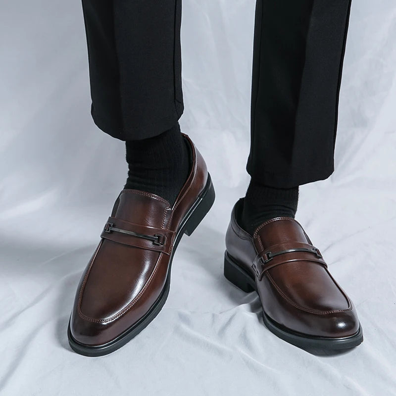 Men's Formal Leather Shoes Classic Style Slip On Loafers Round Toe