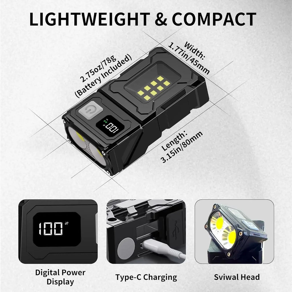 MINI USB Rechargeable LED Flashlight Portable Tail Magnet Work Light