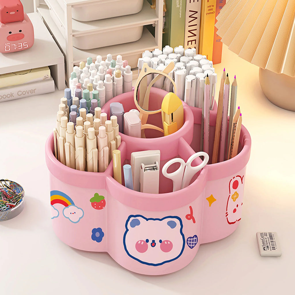 Rotating Pen Holder Desk Organizers Large Capacity Pen Storage Box