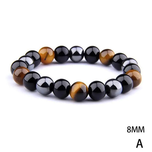 Natural Black Obsidian Hematite Tiger Eye Beads Bracelets Men for