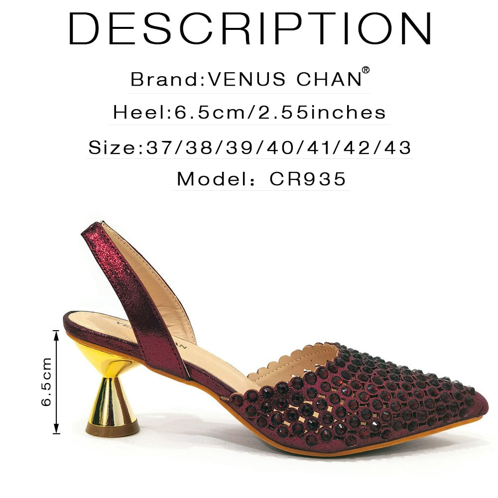 Venus Chan Pointed Toe Heels For Women 2023 Elegant Party Wine Color