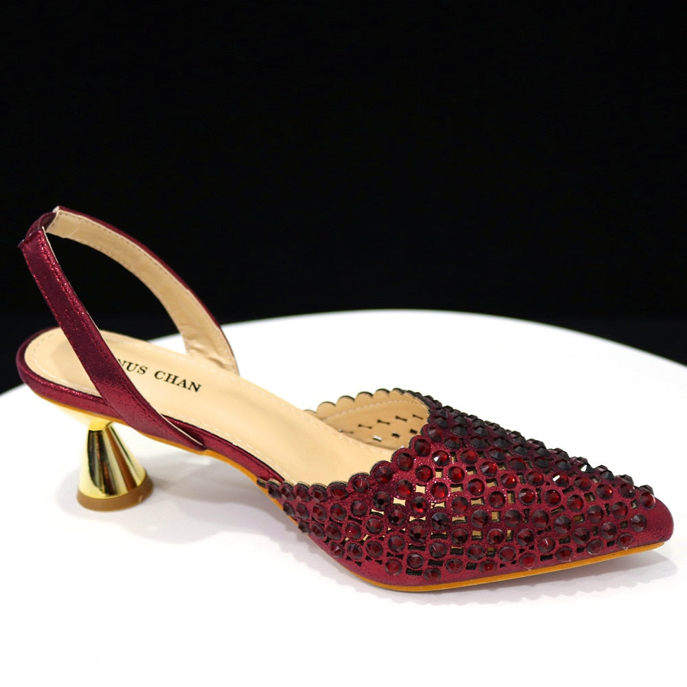 Venus Chan Pointed Toe Heels For Women 2023 Elegant Party Wine Color