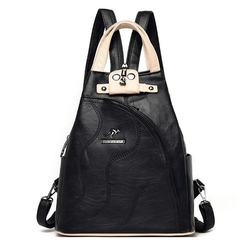 Women Leather Backpacks Zipper Female Chest Bag Travel Back Pack