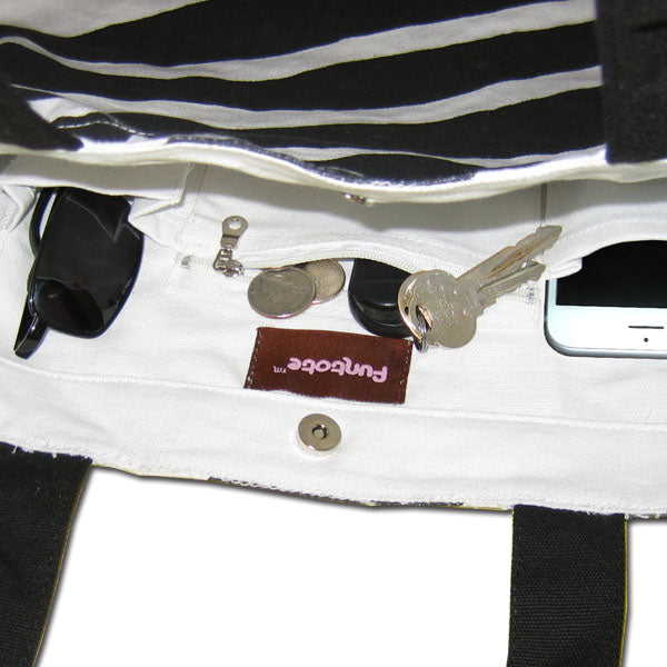 Funtote Side Zipper Zebra Tote