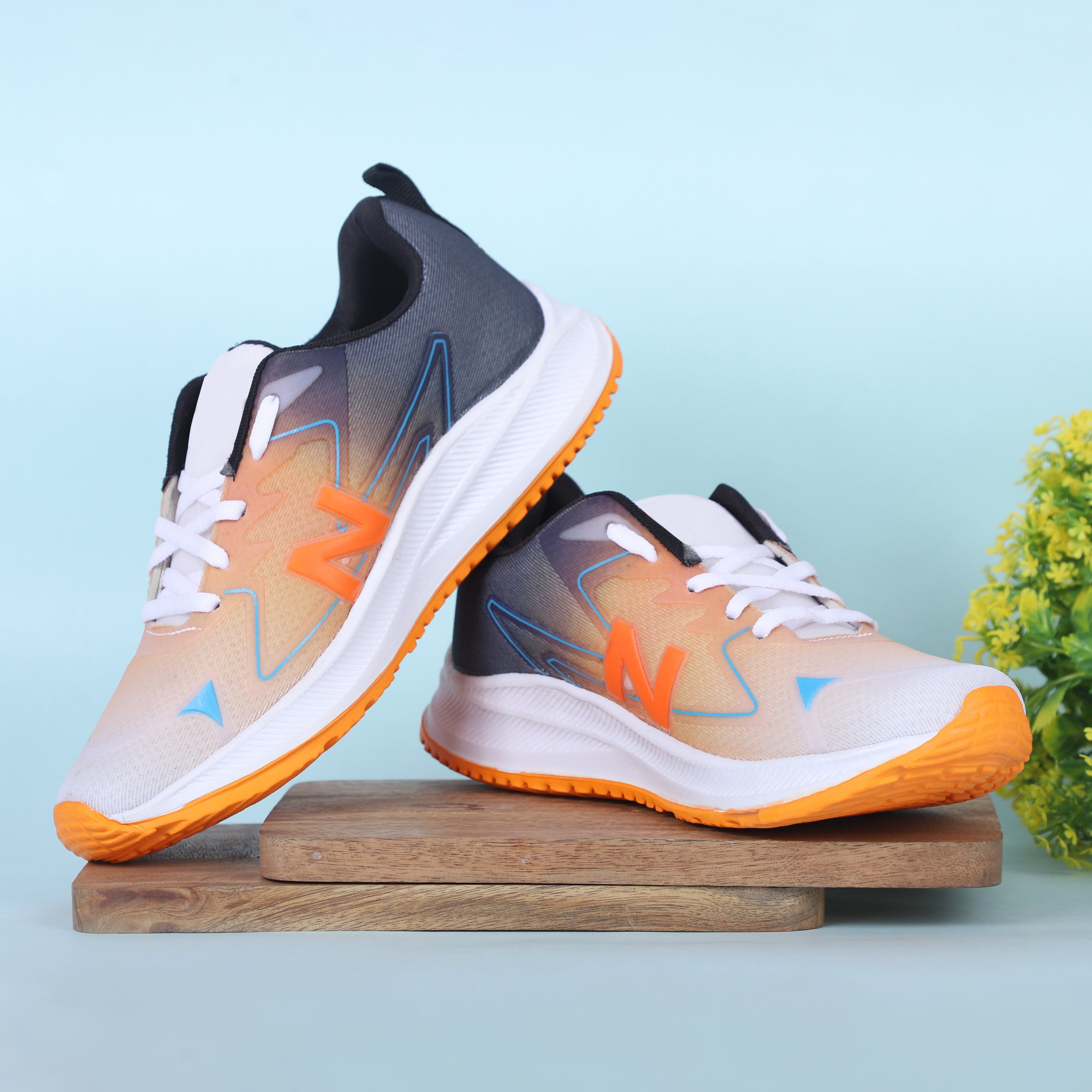Men Lace Up Running Shoes, Orange (Size-9 UK/42.5 FR)